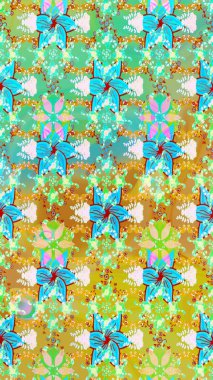 Sevimli çiçek raster deseni. Düz Çiçek Elementleri Tasarımı. Modaya uygun kumaş deseni. Renkli Yaz Teması çizim şablonu.