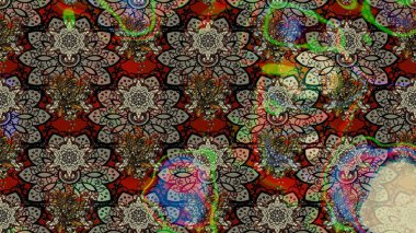 Raster illüstrasyonu. Çiçekli karalama şeklinde Raster çiçek deseni. Gri ve kahverengi renkte yaz çiçekleri.