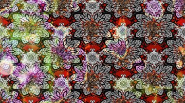 Çiçek ve yapraklı çiçek deseni. Raster illüstrasyonu. Küçük çiçekli şirin desen.