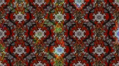 Raster illüstrasyonundaki çiçek desenli çizim. Kahverengi ve gri renkte çiçekler.