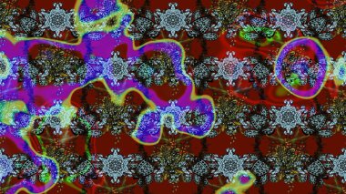 Kırmızı ve kahverengi renkte çiçekler. Robot resim. Raster illüstrasyonu. Şirin çiçek elementleri..