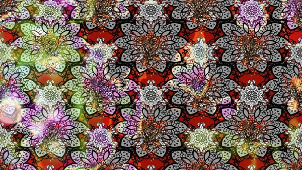 Çiçek ve yapraklı çiçek deseni. Raster illüstrasyonu. Küçük çiçekli şirin desen.