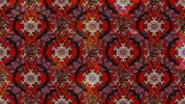 Düz Çiçek Elementleri Tasarımı. Sevimli çiçek raster deseni. Renkli Yaz Temalı eskiz kalıbı. Kahverengi ve kırmızı renkte çiçekler.