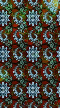 Mavi ve kahverengi renklerde. Raster illüstrasyonu. Taslak dekoratif arka plan, çiçek mandala. Çiçek..