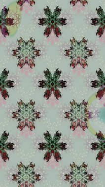 Ağaç dallı bahar çiçekleriyle desen, gri renklerde ve çiçek siluetiyle nötr renkler. Raster deseni.