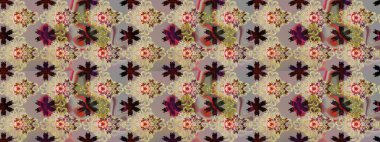 Flowers on beige and gray colors. Raster illustration. Floral sketch pattern background, with strokes and splashes, summer flowers.