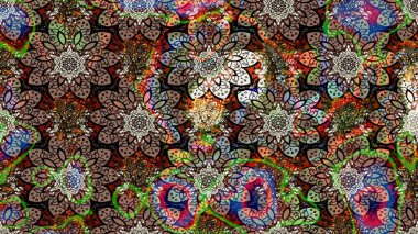 Folk style. Amazing sketch floral pattern with bright colorful flowers and leaves on a brown and beige colors. Modern floral background. The elegant the template for fashion prints.