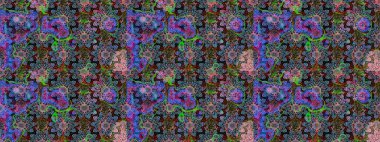 Çiçeksel elementlerle süslenmiş zarif raster dokusu. Tarafsız ve parlak çiçekli mavi renkler üzerine soyut çizim deseni. Küçük çiçekte şirin bir çiçek deseni var..