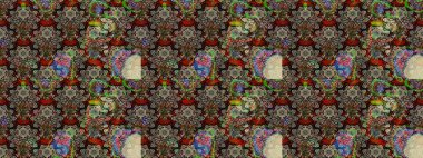 Gri ve kahverengi renkli yaz çiçekleri. Çiçekli karalama şeklinde Raster çiçek deseni. Raster illüstrasyonu.