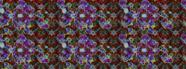 Raster illüstrasyonu. Mavi ve kırmızı renkte çiçekler. Çizim çiçek deseni duvar kağıdı için kullanılabilir.