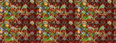 Kahverengi ve kırmızı renkte çiçekler. Raster illüstrasyonunda çiçek deseni çizimi.