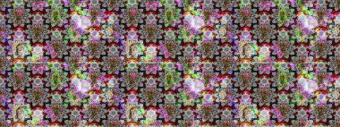 Gri ve siyah renkli çiçekler. Renkli Bahar Teması eskiz kalıbı. Düz Çiçek Elementleri Tasarım Raster illüstrasyonu. Çiçekli çiçek deseni, suluboya..