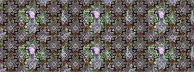 Robot resim. Raster illüstrasyonu. Küçük çiçekte sevimli çiçek deseni var..