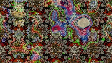 3D çiçekler, eskiz. Gri ve kahverengi renklerde. Raster illüstrasyonu.