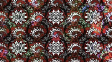 Düz Çiçek Elementleri Tasarımı. Güzel kumaş deseni. Renkli Yaz Temalı eskiz kalıbı. Raster illüstrasyonunda çiçek deseni çizimi.