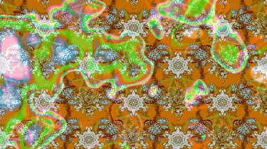 Tarafsız ve yeşil renklerde yaz çiçekleri. Çiçekli karalama şeklinde Raster çiçek deseni. Raster illüstrasyonu.