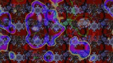 Küçük çiçekteki sevimli çiçek deseni. Raster illüstrasyonu. Kahverengi ve kırmızı renkte çiçekler.