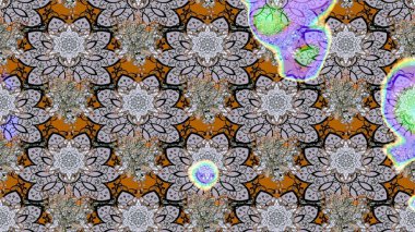 Raster illüstrasyonundaki çiçek desenli çizim. Düz Çiçek Elementleri Tasarımı. Renkli Bahar Teması eskiz kalıbı. Süslü kumaş deseni.