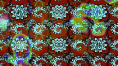 Mavi ve kahverengi renkte çiçekler. Renkli Bahar Teması eskiz kalıbı. Raster illüstrasyonu. Asya tekstil tarzında. Çiçek desenli çizim. Düz Çiçek Elementleri Tasarımı.