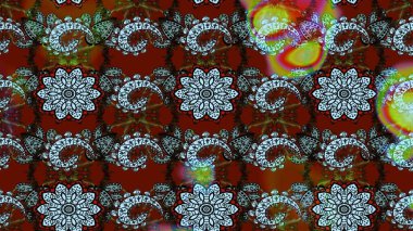 Raster. Kırmızı ve kahverengi renkte güzel çiçekleri olan eskiz deseni, suluboya çiçek deseni, duvar kağıdı, kart veya kumaş için fayanslı.