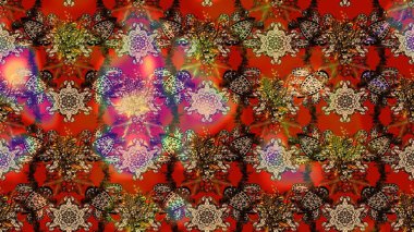 Sketch floral pattern with cute doodles flowers. Raster illustration. Raster illustration. Collection of hand drawn flowers and plants. In sketch style brown and red colors.