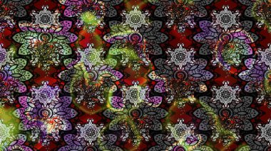 El çizimi Raster çizimi. Çizim çiçek deseni duvar kağıdı, web sitesi arka planı, ambalaj kağıdı, davetiye, broşür, afiş veya web sitesi için kullanılabilir. Karalama elementleri.