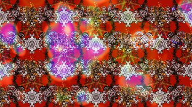 Çizim çiçek deseni duvar kâğıdı olarak kullanılabilir. Raster illüstrasyonu. Kahverengi ve kırmızı renkte çiçekler.