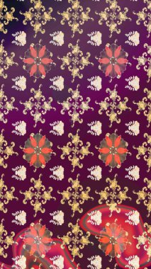 Mor ve bej renkli çiçekler. Düz Çiçek Elementleri Tasarımı. Raster illüstrasyonundaki çiçek desenli çizim. Renkli Bahar Teması çizim şablonu.