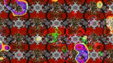 Çizim çiçek deseni duvar kâğıdı olarak kullanılabilir. Kırmızı ve gri renkte çiçekler. Raster illüstrasyonu.