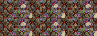 Düz Çiçek Elementleri Tasarımı. Raster güzel kumaş deseni çiziyor. Çiçek deseni. Renkli Bahar Teması çizim şablonu.