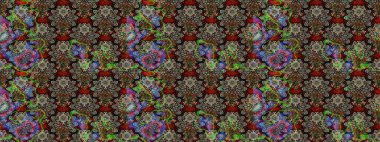 Millefleur 'lar. Küçük gri ve kahverengi renkte oldukça eski bir besin torbası deseni, çiçekler. Tekstil, kumaş, kapaklar, duvar kağıtları, baskı, paket, koleksiyon defteri, örgü, dekupaj için çiçek arkaplanı..