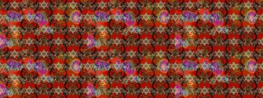 Parlak renkli çiçekleri ve kahverengi ve kırmızı renkte yaprakları olan harika bir çiçek deseni. Modern çiçek arkaplanı. Moda baskıları için zarif bir şablon. Halk stili.