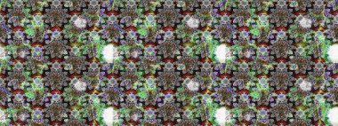 Renkli Bahar Teması eskiz kalıbı. Güzel kumaş deseni. Düz Çiçek Elementleri Tasarımı. Raster illüstrasyonunda çiçek deseni çizimi.