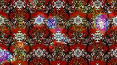 Düz Çiçek Elementleri Tasarımı. Renkli Bahar Teması eskiz kalıbı. Süslü kumaş deseni. Raster illüstrasyonunda çiçek deseni çizimi.