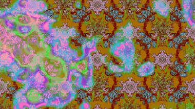 Süslü kumaş deseni. Raster deseni. Çiçekli çiçek deseni, suluboya..