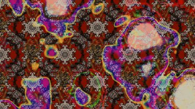 Raster illüstrasyonu. Kahverengi ve kırmızı renklerde. Çiçekli güzel suluboya desen.