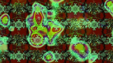 Raster düz çiçek çizim deseni. Yeşil ve kahverengi renkli çiçekler. Tasarım hediye paketi, tebrik kartları, posterler ve afiş tasarımı.