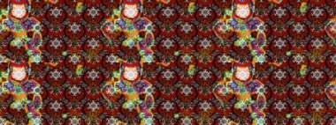 Parlak çiçekli halı deseni kahverengi ve kırmızı renklerde..