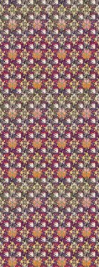 Flowers on brown and beige colors. Raster illustration. Sketch pattern with floral ornament.