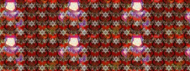 Çiçek süslemeli çizim deseni. Raster illüstrasyonu. Kahverengi ve kırmızı renkte çiçekler.