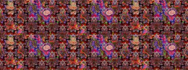 Tekstil veya kitap kapakları, imalat, duvar kağıtları, baskı, hediye paketi ve yapıştırma kitabı için çiçek eskizi geçmişi. Küçük çaplı çiçeklerdeki basit şirin desenler. Raster illüstrasyonu.