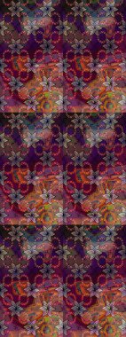 Düz Çiçek Elementleri Tasarımı. Kahverengi ve mor renkli çiçekler. Raster illüstrasyonundaki çiçek desenli çizim. Renkli Yaz Teması çizim şablonu.