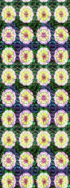 Raster illüstrasyonu. Raster illüstrasyonu. Asya tekstil tarzında. Çiçek desenli çizim. Tarafsız ve yeşil renkte çiçekler.