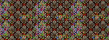 Moda baskısı, albüm, ambalaj kağıdı ve duvar kağıdı için zarif dekoratif süslemeler. Raster illüstrasyonu. Gri ve kahverengi renkli şirin çiçekler. Küçük çiçekli basit bir çiçek çizimi..