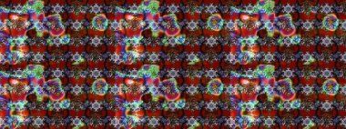 Kırmızı ve kahverengi renklerde. Hint süsü. Çiçek duvar kağıdı. Renkli süs kenarı. Raster illüstrasyonu. Çizim deseni.