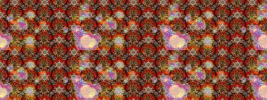 Raster Floral Illustration, Asyalı tekstil. Kahverengi ve bej renkli etnik çiçeklerle zarif bir eskiz deseni..