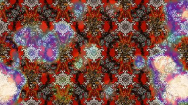 Kahverengi ve kırmızı renkte kahverengi ve kırmızı papatya deseni. Kahverengi ve kırmızı renklerde. Raster illüstrasyonu.