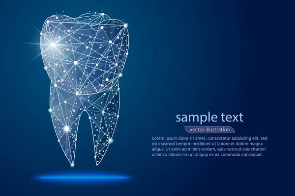 Soyut Tasarım diş diş kliniği, logo düşük poli tel kafes. Vektör soyut poligonal görüntü mash çizgi ve nokta. Dijital grafik illüstrasyon