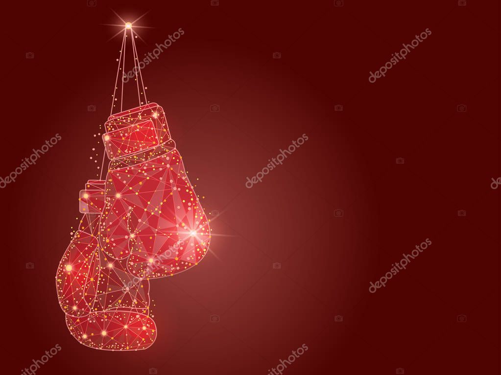 Boxing gloves abstract design, boxing club logo,Low poly. Vector abstract polygonal image mash line and point. Digital graphics geometric illustration