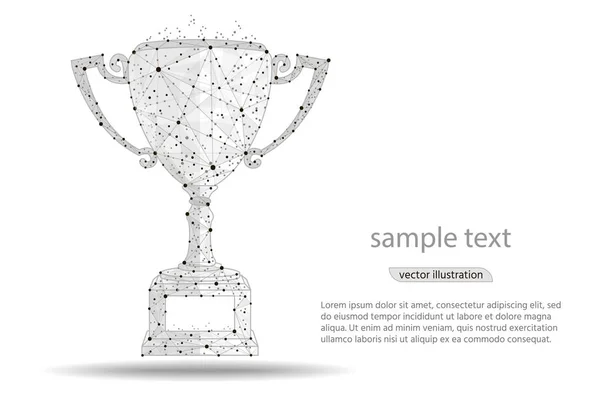 Abstrakt design vinnare cup, logotypen isolerade från låg poly wireframe på vit bakgrund. Vector abstrakt polygonal bild mosar linje och punkt. Digital grafik — Stock vektor